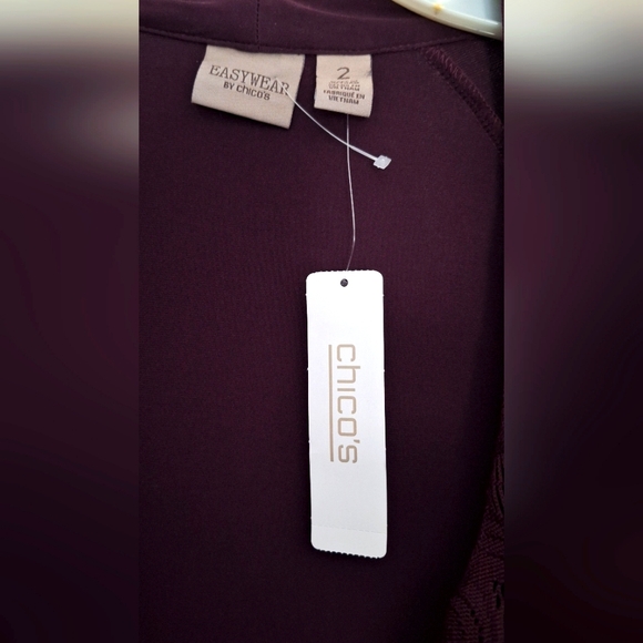 EasyWear by Chicos Mesh Lace Open Front Cardigan Bordeaux Lace Front Size 2 L 12 - Picture 3 of 4